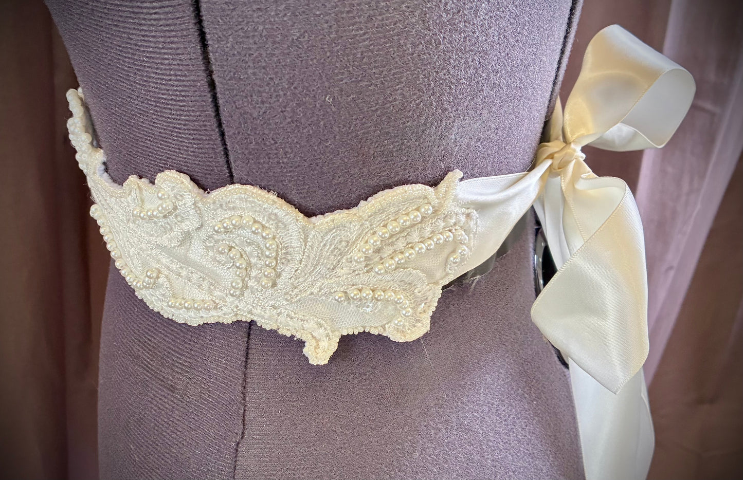 Bespoke Western Boho bridal belt/sash with turquoise buckle and pearls