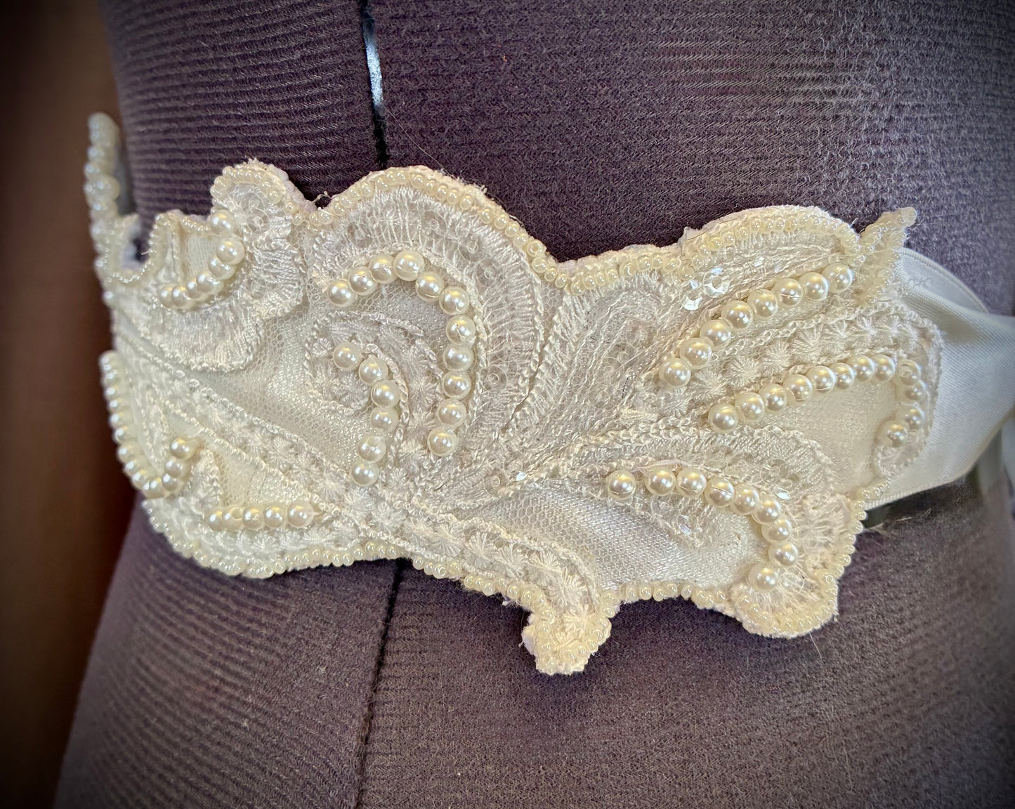 Bespoke Western Boho bridal belt/sash with turquoise buckle and pearls