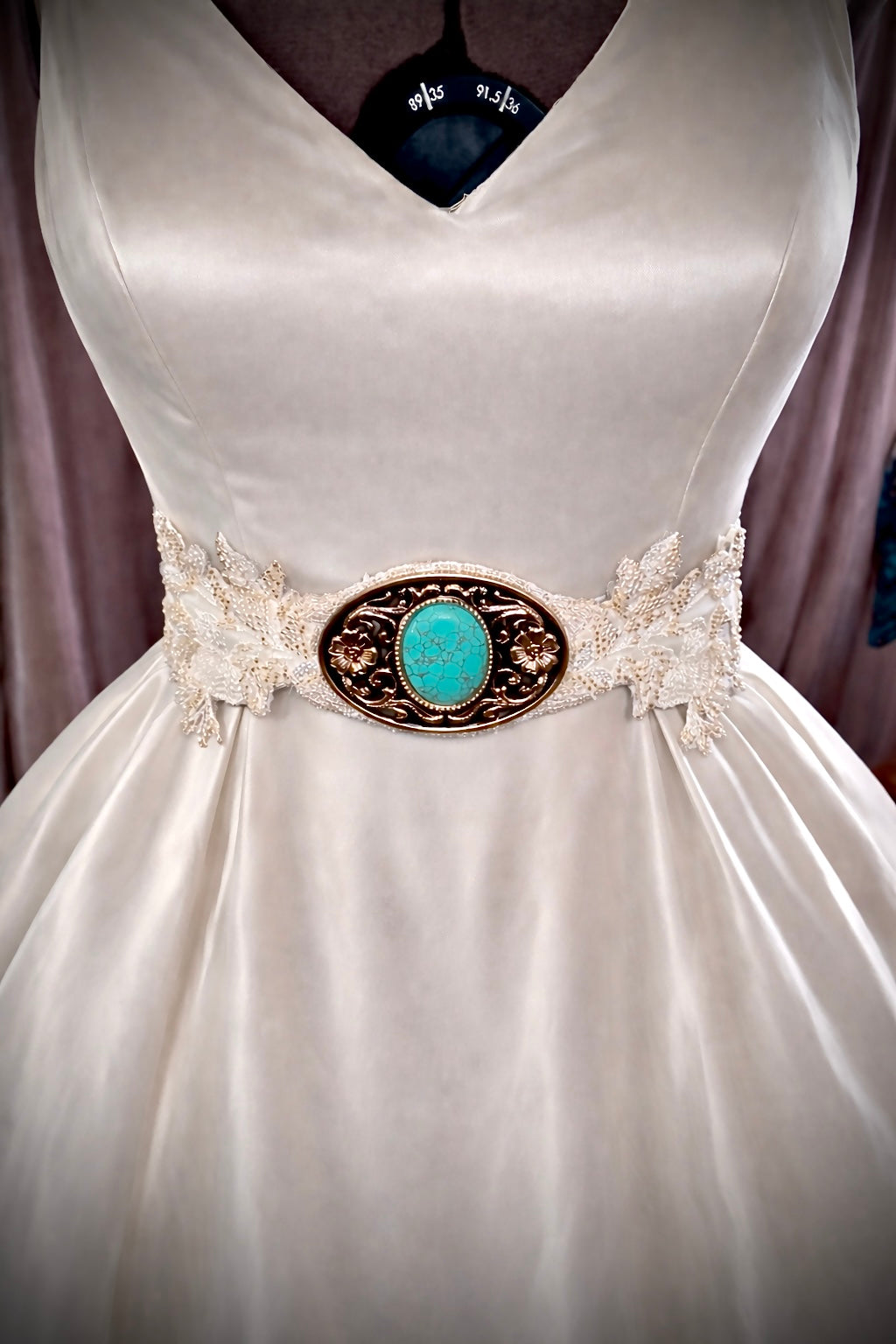 Bespoke hand beaded floral and turquoise bridal belt /sash western boho